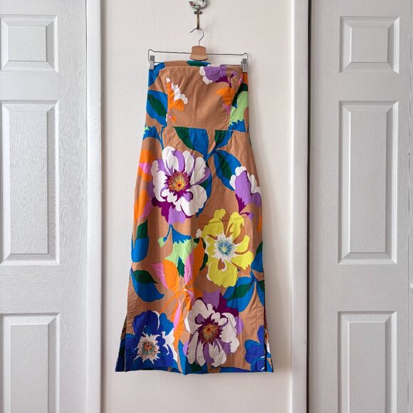 Anthropologie Maeve Floral Strapless Belted Midi Dress - Picture 5 of 10